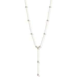 PAVOI Waterproof Lariat Long Necklaces for Women -14K Gold Plated Y Chain Lariat Necklace with Cubic Zirconia – Stainless Steel Drop Chain Trendy Jewelry
