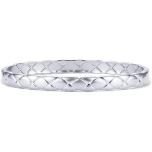 PAVOI Waterproof Bangle Bracelets for Women – 14K Gold Plated Dainty Quilted Hinged Bangle Stack – Stainless Steel Gold Bracelet Trendy Fashion Jewelry(White Gold)