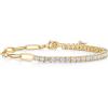PAVOI 14K Gold Plated Paperclip Tennis Bracelets for Women – Link Chain Gold Bracelet for Women with Cubic Zirconia – Adjustable Trendy Bridal Jewelry(Yellow Gold)