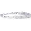 PAVOI 14K Gold Plated Paperclip Tennis Bracelets for Women – Link Chain Gold Bracelet for Women with Cubic Zirconia – Adjustable Trendy Bridal Jewelry(White Gold)