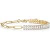 PAVOI 14K Gold Plated Paperclip Tennis Bracelets for Women – Link Chain Gold Bracelet for Women with Cubic Zirconia – Adjustable Trendy Bridal Jewelry(Yellow Gold)