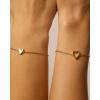 PAVOI 14K Gold Plated Matching Heart Charms Solitaire Bracelet Set for Women | Adjustable Valentines Day Love Friendship Two Bracelet Pack(2-Piece Set)