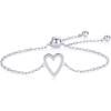 PAVOI 14K Gold Plated Matching Heart Charms Solitaire Bracelet Set for Women | Adjustable Valentines Day Love Friendship Two Bracelet Pack(2-Piece Set)