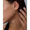 PAVOI Waterproof Chain Hoop Earrings for Women – 14K Gold Plated Anchor Link Huggie Hoop Chain Earrings – Stainless Steel Lightweight Statement Jewelry(White Gold)