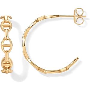 PAVOI Waterproof Chain Hoop Earrings for Women – 14K Gold Plated Anchor Link Huggie Hoop Chain Earrings – Stainless Steel Lightweight Statement Jewelry(Yellow Gold)