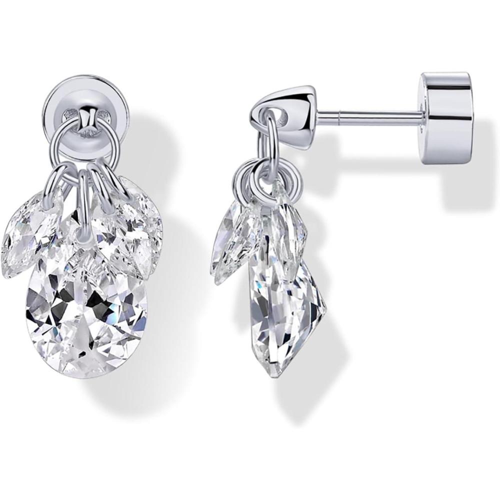 image:imagePAVOI 14K Gold Plated Stud Earrings for Women Dangle Drop Cubic Zirconia Flatback Gold Stud Earrings Marquise amp Pear CZ Hypoallergenic Multiple Piercing Earscape Trendy JewelryWhite Gold