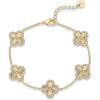 PAVOI 14K Gold Plated Bracelet for Women – Lucky Charm Four Leaf Clover Bracelet Station with Cubic Zirconia – Hypoallergenic Trendy Fashion Stackable Clover Jewelry(Yellow Gold)