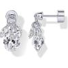 PAVOI 14K Gold Plated Stud Earrings for Women – Dangle Drop Cubic Zirconia Flatback Gold Stud Earrings – Marquise & Pear CZ – Hypoallergenic Multiple Piercing Earscape Trendy Jewelry(White Gold)