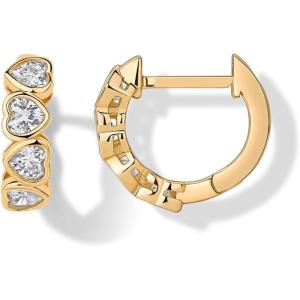 PAVOI 14K Gold Plated Huggie Earrings for Women – Gold Earrings Hoops with Heart Shaped Cubic Zirconia – Hypoallergenic Cartilage Trendy Fashion Huggie Hoop – Dainty Romantic Everyday Jewelry(Yellow Gold)