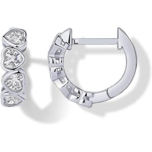 PAVOI 14K Gold Plated Huggie Earrings for Women – Gold Earrings Hoops with Heart Shaped Cubic Zirconia – Hypoallergenic Cartilage Trendy Fashion Huggie Hoop – Dainty Romantic Everyday Jewelry(White Gold)